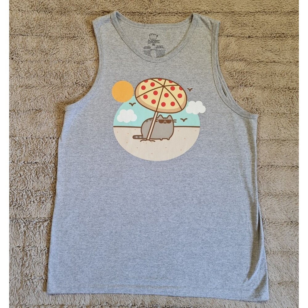 Pusheen The Cat BEACH PIZZA PARTY Unisex Tank Top T-Shirt